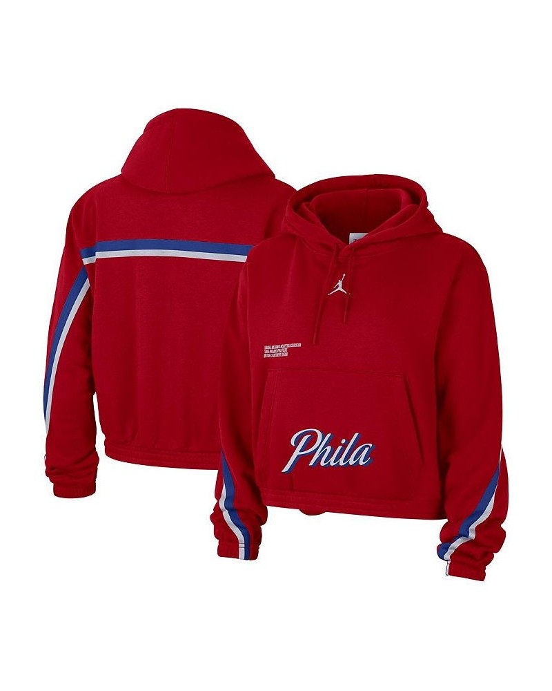 Women's Brand Red Philadelphia 76ers Courtside Statement Edition Pullover Hoodie Red $43.34 Sweatshirts