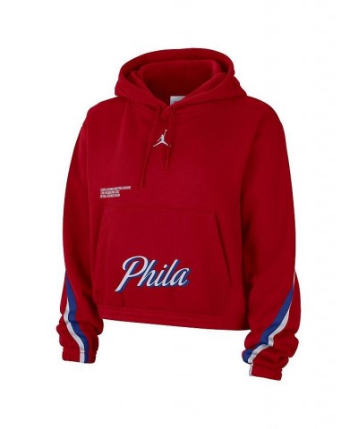 Women's Brand Red Philadelphia 76ers Courtside Statement Edition Pullover Hoodie Red $43.34 Sweatshirts