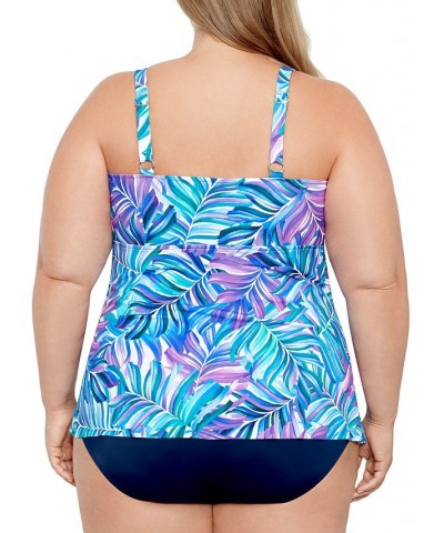 Plus Size Tummy Control Printed Fauxkini One-Piece Swimsuit Dancing Palm $54.12 Swimsuits