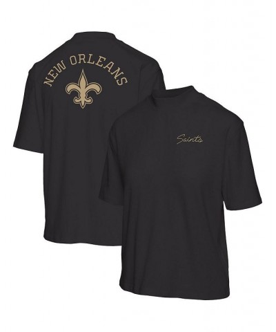 Women's Black New Orleans Saints Half-Sleeve Mock Neck T-shirt Black $23.00 Tops