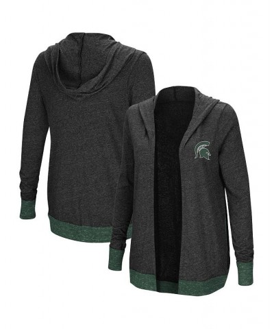 Women's Charcoal Michigan State Spartans Plus Size Steeplechase Open Hooded Tri-Blend Cardigan Charcoal $23.65 Sweaters