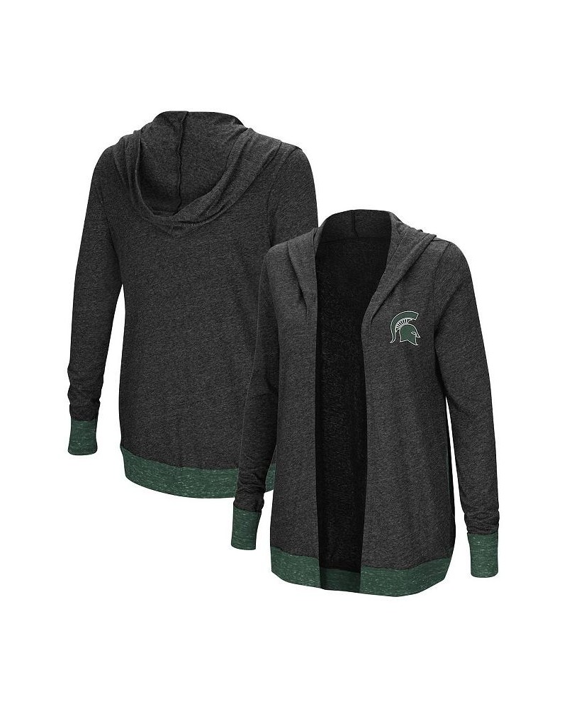 Women's Charcoal Michigan State Spartans Plus Size Steeplechase Open Hooded Tri-Blend Cardigan Charcoal $23.65 Sweaters