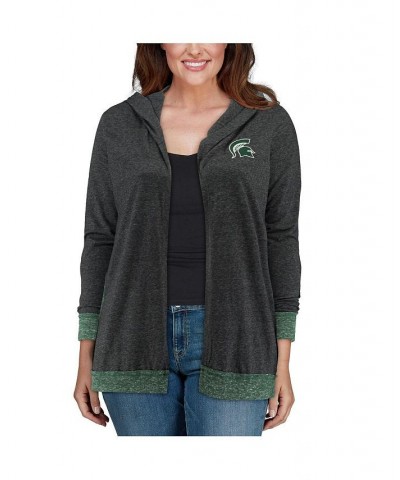 Women's Charcoal Michigan State Spartans Plus Size Steeplechase Open Hooded Tri-Blend Cardigan Charcoal $23.65 Sweaters