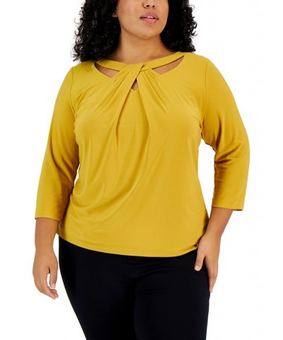 Plus Size Twist-Neck Top Marigold $24.11 Tops