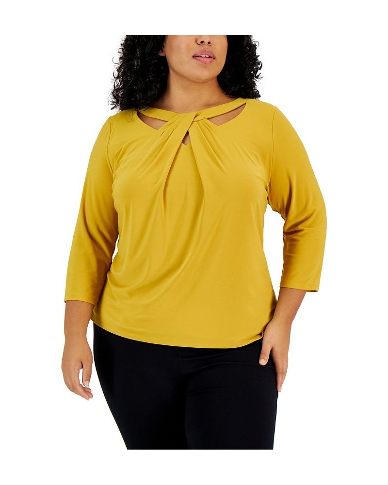 Plus Size Twist-Neck Top Marigold $24.11 Tops