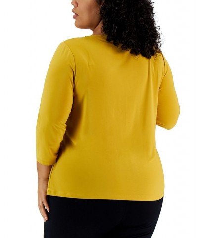 Plus Size Twist-Neck Top Marigold $24.11 Tops