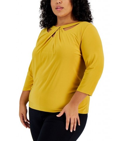 Plus Size Twist-Neck Top Marigold $24.11 Tops