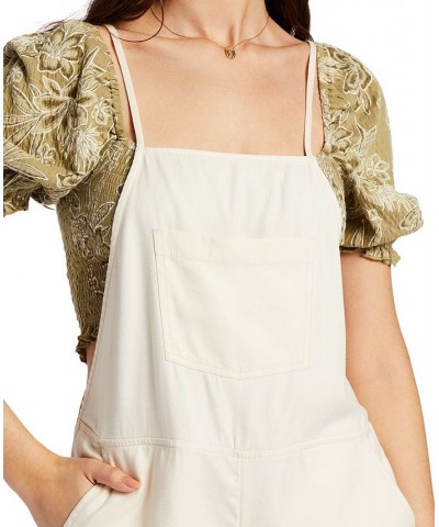 Juniors' Fresh Set Adjustable-Strap Romper Tapioca $27.72 Shorts