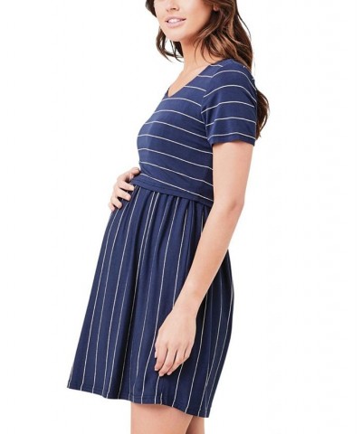 Crop Top Stripe Nursing Dress Indigo / white $41.80 Dresses