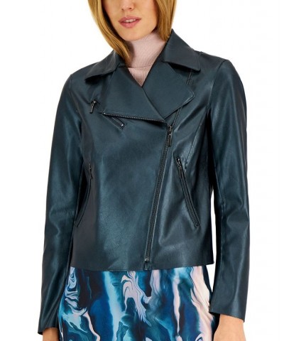 Women's Faux-Leather Motorcycle Jacket Deep Emerald $37.76 Jackets