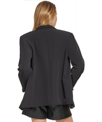 Women's Peak Lapel Two-Button Long-Sleeve Blazer Black $39.48 Jackets