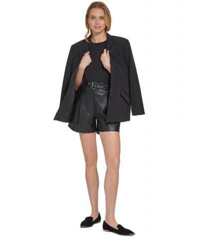 Women's Peak Lapel Two-Button Long-Sleeve Blazer Black $39.48 Jackets