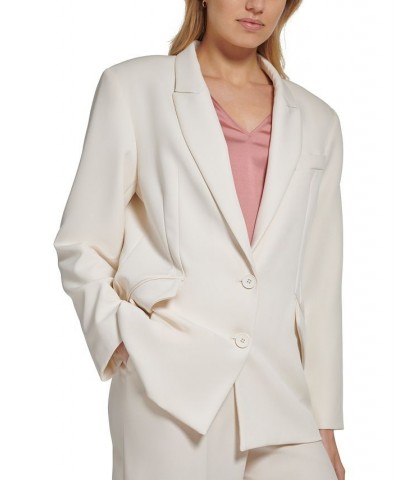 Women's Peak Lapel Two-Button Long-Sleeve Blazer Black $39.48 Jackets