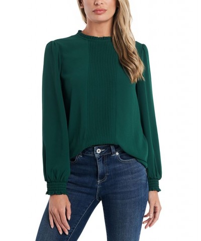 Women's Long Sleeve Smocked Pin-Tuck Blouse Night Horizon $35.60 Tops