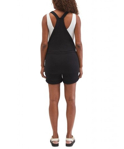 French Terry Lounge Maternity Shortalls Black $29.68 Shorts