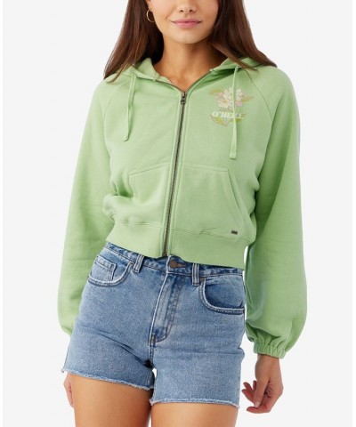 Juniors' Bash Terry Graphic Short Zip Hoodie Oasis $33.80 Tops