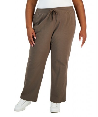 Plus Size Big Sur Sweatshirt & Knit Drawstring Pants Brown $10.79 Pants