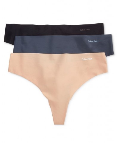 Women's Invisibles 3-Pack Thong Underwear QD3558 Speak Easy/Light Caramel/Black $20.70 Panty