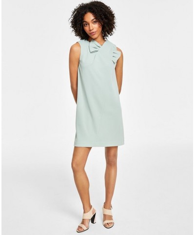 Women's Bow-Neck Scuba Crepe Swing Dress Green $54.72 Dresses