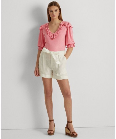 Women's Ruffle-Trim Jersey Top Pink $53.75 Tops