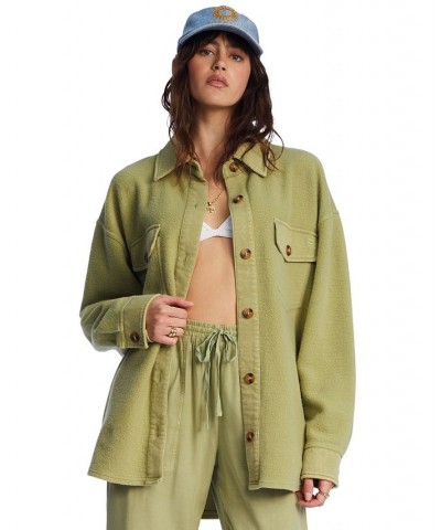 Juniors' Any Time Oversized Fleece Shacket Avocado $37.78 Jackets