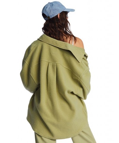 Juniors' Any Time Oversized Fleece Shacket Avocado $37.78 Jackets