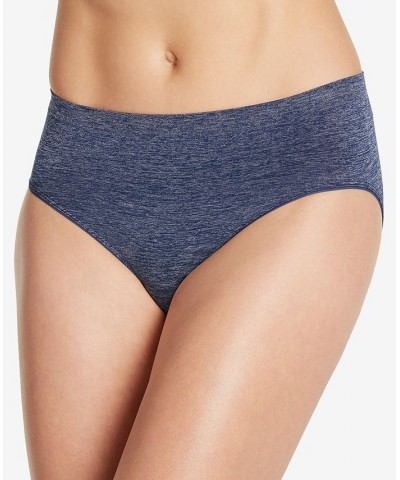 Smooth and Shine Seamfree Heathered Hi Cut Underwear 2188 available in extended sizes Blue $9.80 Panty