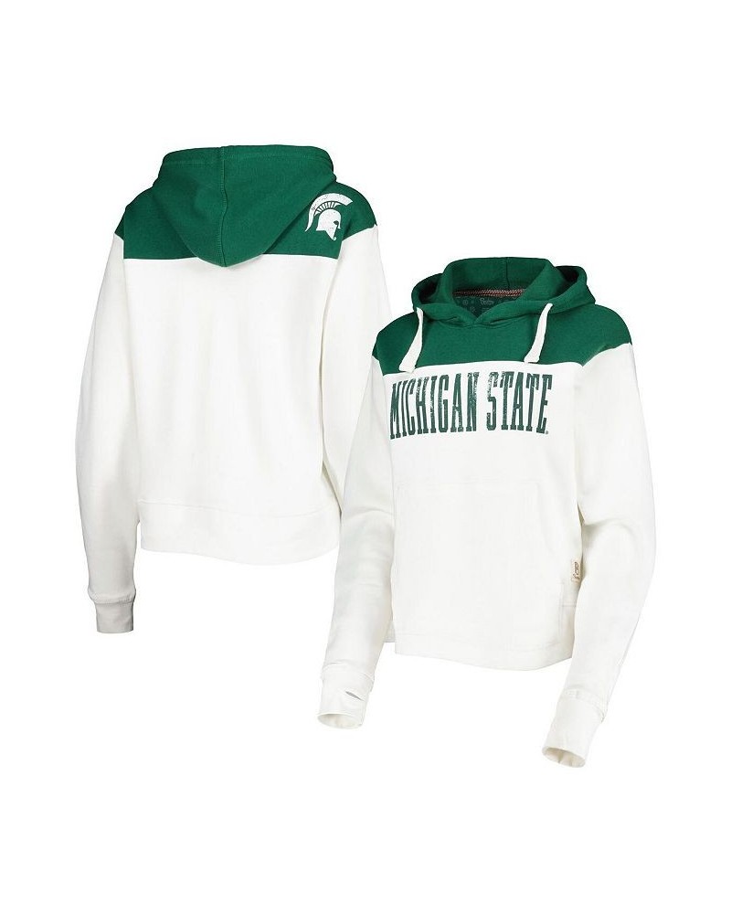 Women's White Green Michigan State Spartans Chicago 2-Hit Yoke Pullover Hoodie White, Green $36.80 Sweatshirts