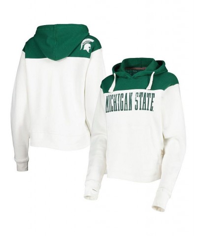 Women's White Green Michigan State Spartans Chicago 2-Hit Yoke Pullover Hoodie White, Green $36.80 Sweatshirts