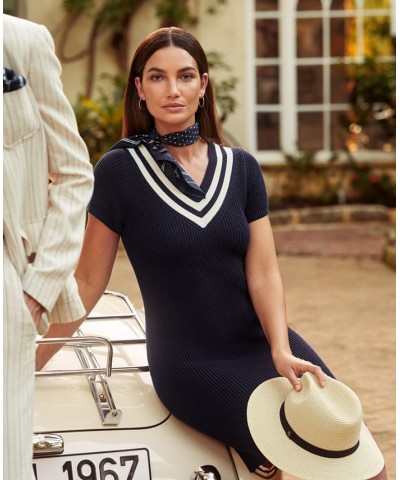 Women's Cotton-Blend Cricket Sweater Dress French Navy/mascarpone Cream $71.75 Dresses