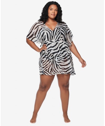 Plus Size Zebra-Print Tunic Cover-Up Zebra $57.00 Swimsuits