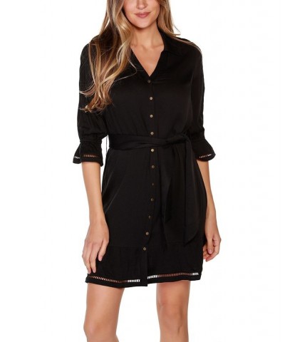 Black Label Women's Collared Button Front Dress Black $41.40 Dresses