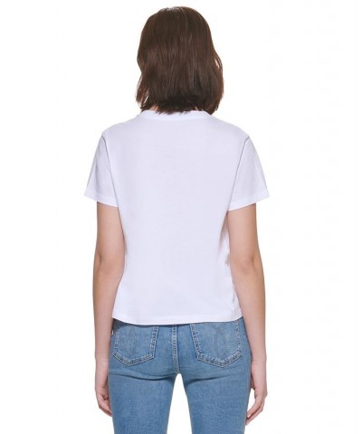 Crewneck Cotton T-Shirt White $15.50 Tops