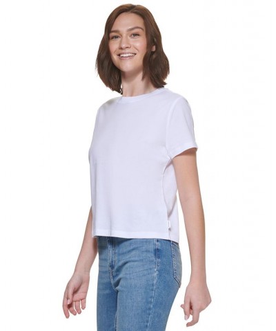 Crewneck Cotton T-Shirt White $15.50 Tops