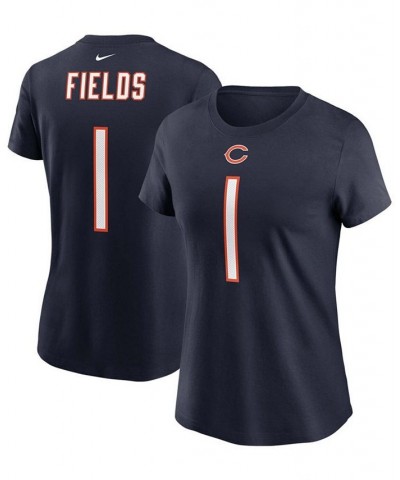 Women's Justin Fields Navy Chicago Bears 2021 NFL Draft First Round Pick Player Name Number T-shirt Navy $22.79 Tops