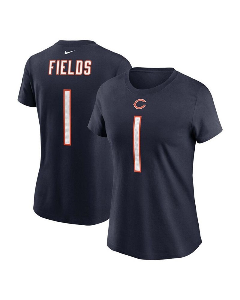 Women's Justin Fields Navy Chicago Bears 2021 NFL Draft First Round Pick Player Name Number T-shirt Navy $22.79 Tops