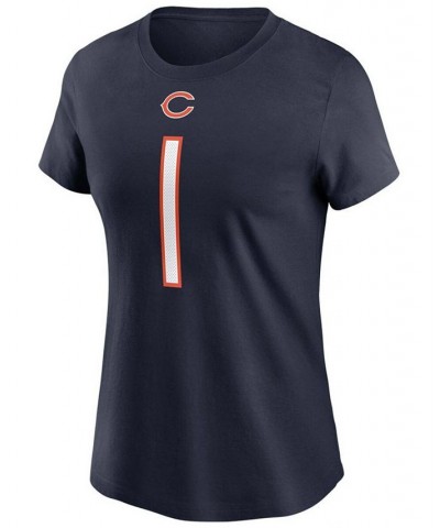 Women's Justin Fields Navy Chicago Bears 2021 NFL Draft First Round Pick Player Name Number T-shirt Navy $22.79 Tops