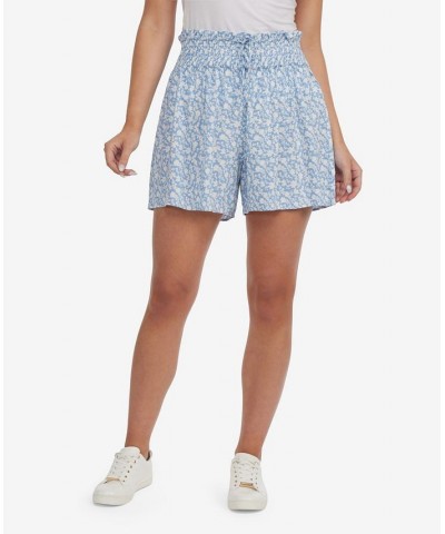 Women's Flared Shorts with Smoked Waist Blue $37.38 Skirts