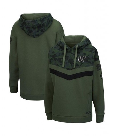 Women's Wisconsin Badgers OHT Military-Inspired Appreciation Extraction Chevron Pullover Hoodie Olive, Camo $37.79 Sweatshirts