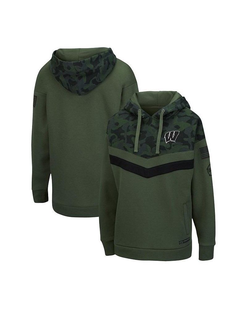 Women's Wisconsin Badgers OHT Military-Inspired Appreciation Extraction Chevron Pullover Hoodie Olive, Camo $37.79 Sweatshirts