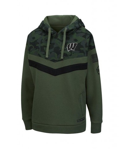 Women's Wisconsin Badgers OHT Military-Inspired Appreciation Extraction Chevron Pullover Hoodie Olive, Camo $37.79 Sweatshirts