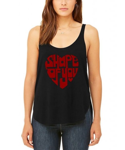 Women's Premium Shape of You Word Art Flowy Tank Top Black $19.80 Tops