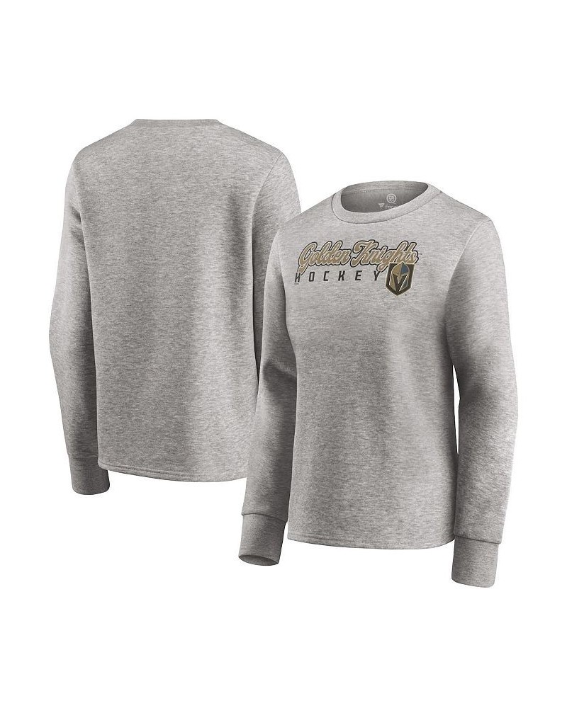 Women's Heathered Gray Vegas Golden Knights Fan Favorite Script Pullover Sweatshirt Heathered Gray $28.70 Sweatshirts