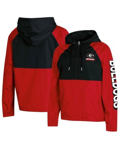 Women's Red Georgia Bulldogs Colorblocked Packable Raglan Half-Zip Hoodie Jacket Red $35.74 Jackets