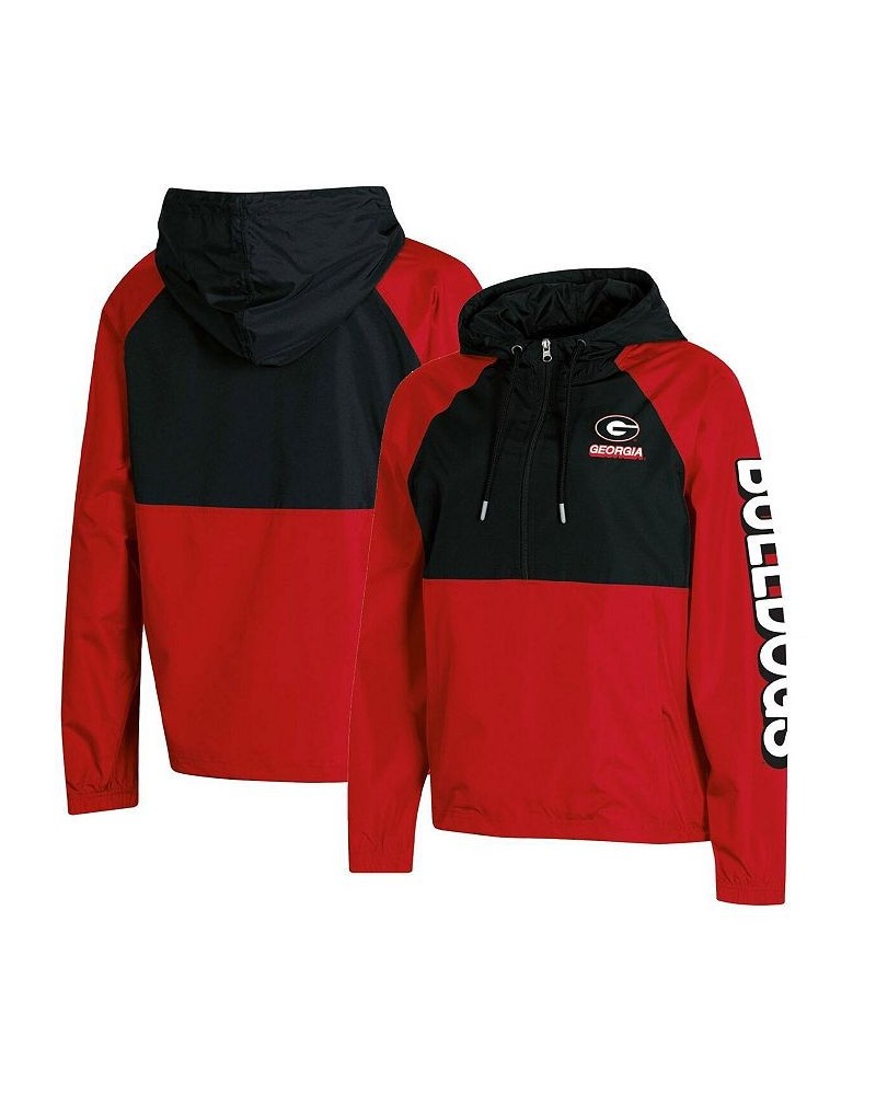 Women's Red Georgia Bulldogs Colorblocked Packable Raglan Half-Zip Hoodie Jacket Red $35.74 Jackets