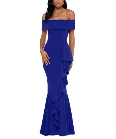 Off-The-Shoulder Mermaid Gown Blue $124.27 Dresses