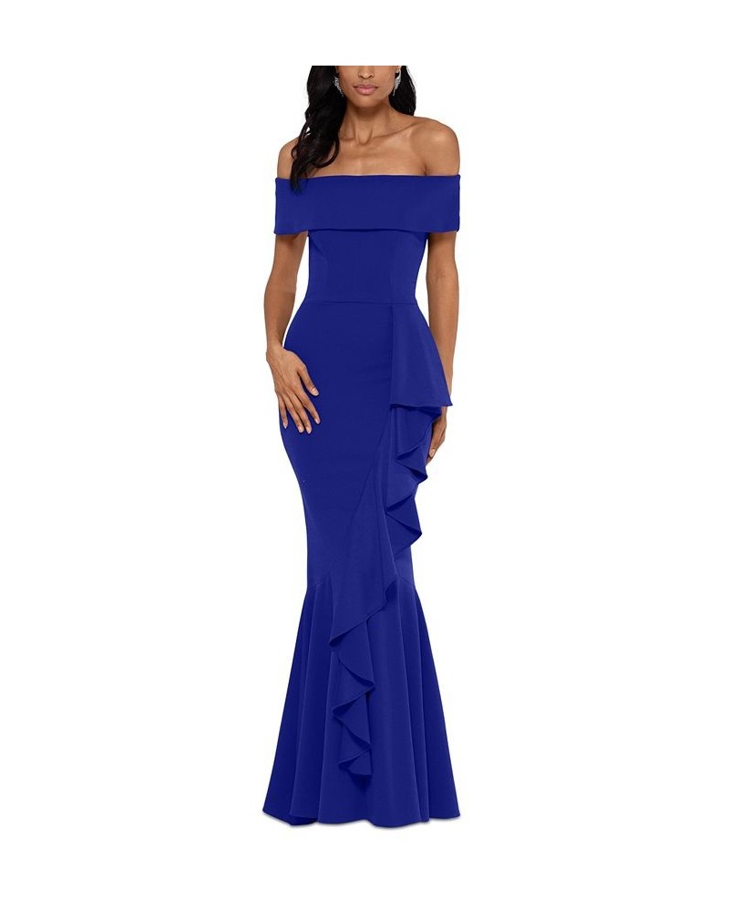 Off-The-Shoulder Mermaid Gown Blue $124.27 Dresses