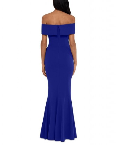 Off-The-Shoulder Mermaid Gown Blue $124.27 Dresses