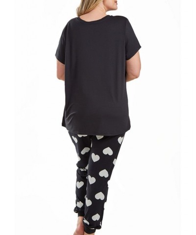 Kind Heart Plus Size Modal Tee and Jogging Pant Pajama Set in Comfy Cozy Style 2 Piece Cream-Black $38.28 Sleepwear