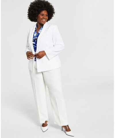 Plus Size Crepe One-Button Blazer White $55.93 Jackets